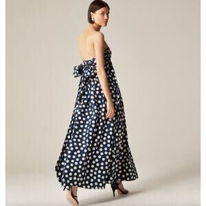 J. Crew Strapless Navy and White Maxi Dress